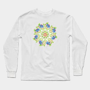 Maine Blueberry Gingham Mandala Long Sleeve T-Shirt